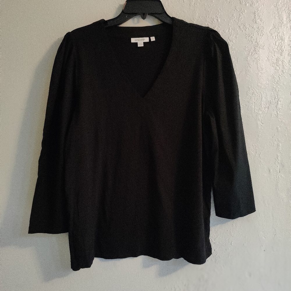 Chicos Black V Neck Blouse